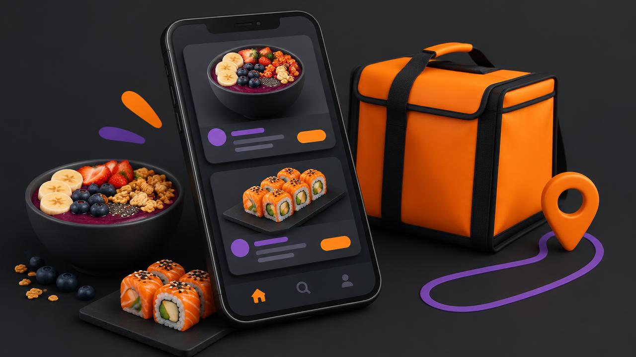 Ilustração conceitual da solução Juhp Açaí & Sushi Hub